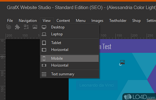 User interface - Screenshot of GrafX Website Studio