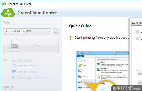 User interface - Screenshot of GreenCloud Printer