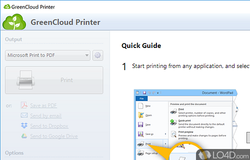 Take one last look at the way elements are arranged in a page before printing them out - Screenshot of GreenCloud Printer