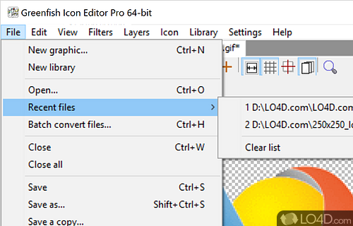 Excellent icon editor with professional tools - Screenshot of Greenfish Icon Editor Pro