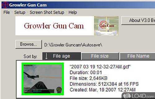 Screenshot of Growler Guncam - User interface