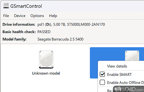Determines SMART parameters for your hard drive - Screenshot of GSmartControl