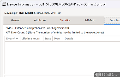 User interface - Screenshot of GSmartControl