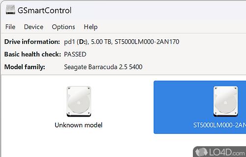Tool specially intended for querying and controlling SMART data on hard disk drives from system - Screenshot of GSmartControl