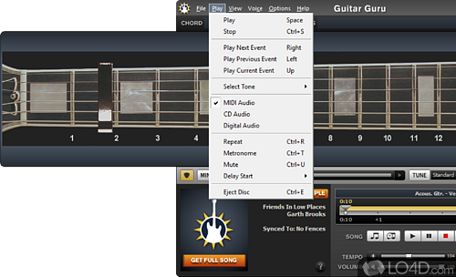 User interface - Screenshot of Guitar Guru