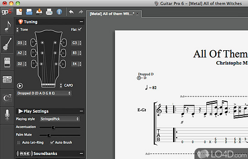 Screenshot of Guitar Pro - Edit multiple track tablatures for guitar, bass