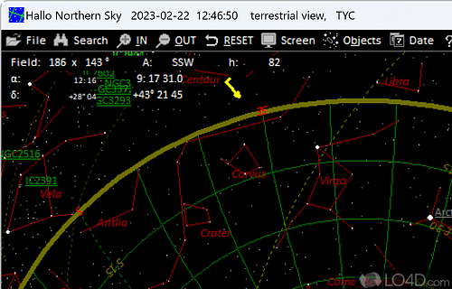 User interface - Screenshot of Hallo Northern Sky