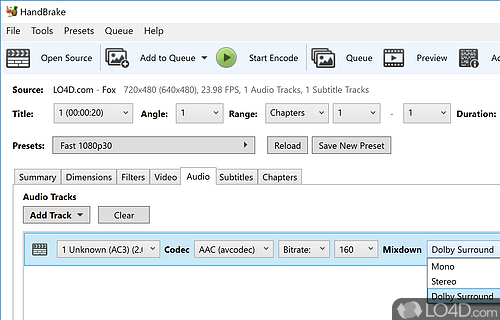 Convert video files into nearly any format - Screenshot of HandBrake