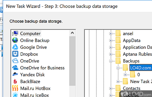 Encrypt, compress and backup files to different formats - Screenshot of Handy Backup