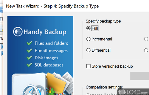 User interface - Screenshot of Handy Backup