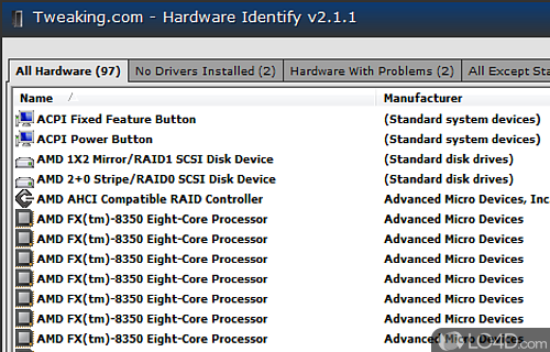 Screenshot of Hardware Identify - Identify all the hardware that is installed on computer in order to check its status using a software solution