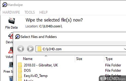 Remove files you don't need - Screenshot of Hardwipe