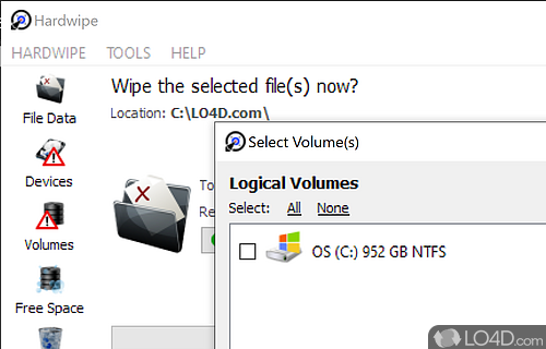 Overwrite data on your hard disk - Screenshot of Hardwipe