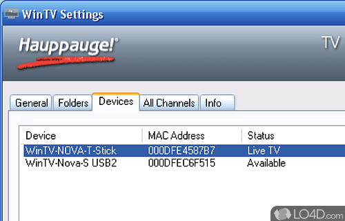 Screenshot of Hauppauge WinTV - User interface