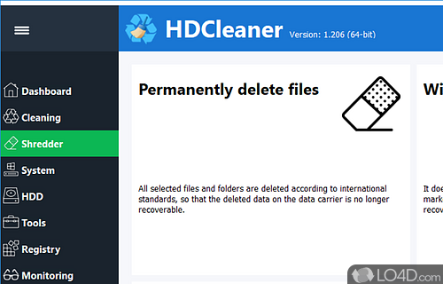 Contains numerous tools - Screenshot of HD Cleaner