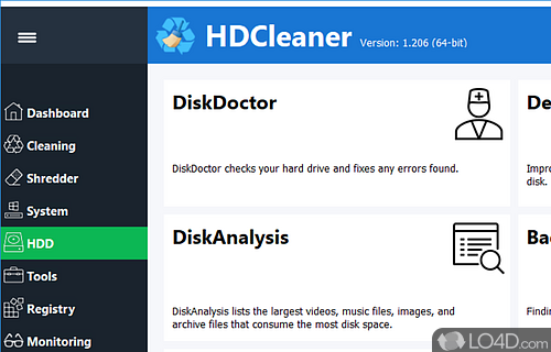 User interface - Screenshot of HD Cleaner