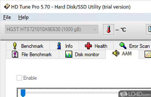 Test hard disk temperature and speed - Screenshot of HD Tune Pro