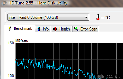 Screenshot of HD Tune Free - Put hard disk drive under the scope to get in-dept info regarding transfer rate, access time, burst speed, damaged blocks
