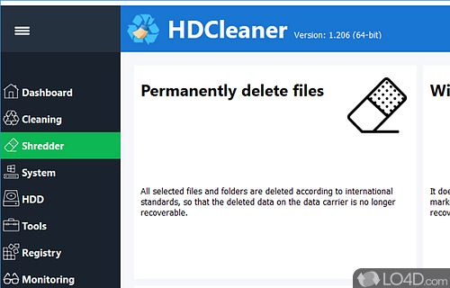 Contains numerous tools - Screenshot of HDCleaner