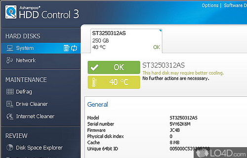 Screenshot of Ashampoo HDD Control - Software utility that enables users to monitor, maintain