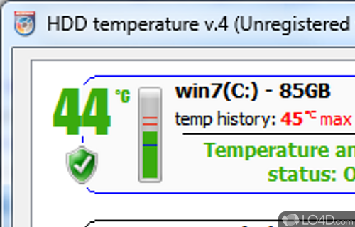 Screenshot of HDD Temperature - Will show in the system tray the current temperature of hard drives