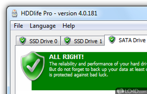 Screenshot of HDDlife Pro - Hard drive monitor software that gives users warning disk failure