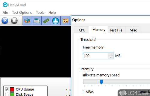 Stress the CPU, RAM memory, hard disk and other components - Screenshot of HeavyLoad