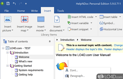 Create help from a nice and well structured interface - Screenshot of HelpNDoc