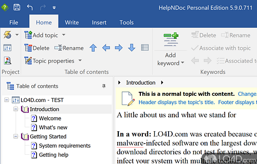 Worth having when you need to quickly create complete help files, manuals, documentations - Screenshot of HelpNDoc