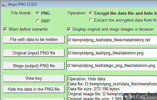 Screenshot of Hermetic Stego - User interface