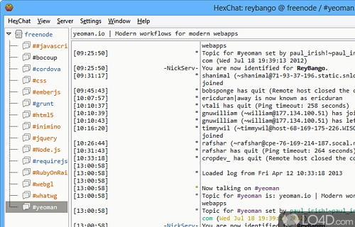 Screenshot of HexChat - Chat and IRC program