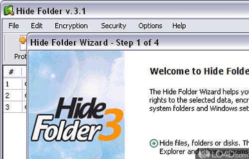 Screenshot of Hide Folder - User interface