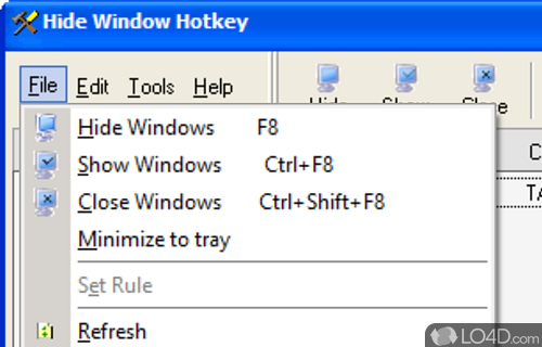 Configure hotkeys to toggle window visibility - Screenshot of Hide Window Hotkey