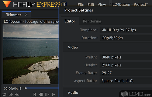 Professional but intuitive video editor - Screenshot of HitFilm Express