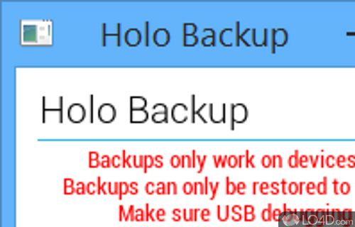 Software solution that comes in when you want to create a backup for Android phone - Screenshot of Holo Backup