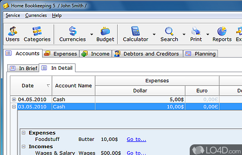Home Bookkeeping Screenshot