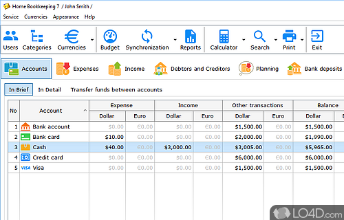 Screenshot of Home Bookkeeping - Intuitive GUI layout