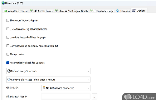 User interface - Screenshot of Homedale WiFi