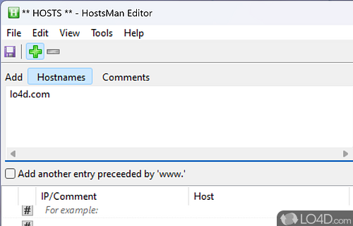 Find, quick access, edit and save Windows HOSTS file - Screenshot of HostsMan