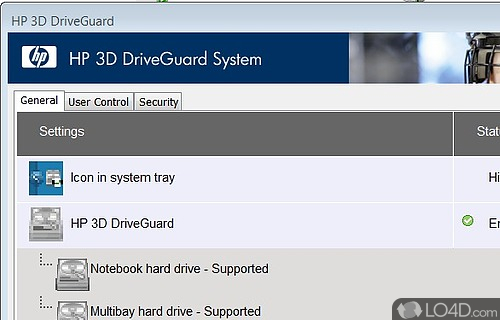 HP 3D DriveGuard Screenshot