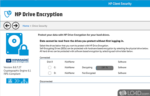 User interface - Screenshot of HP Client Security Manager