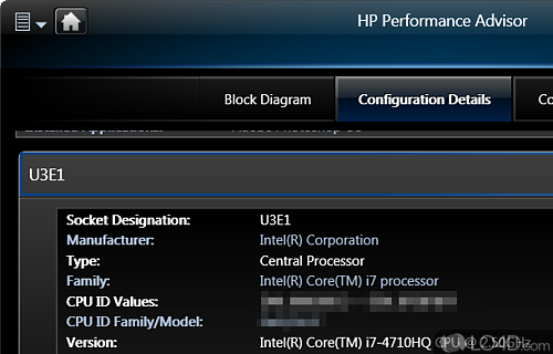 HP Performance Advisor screenshot