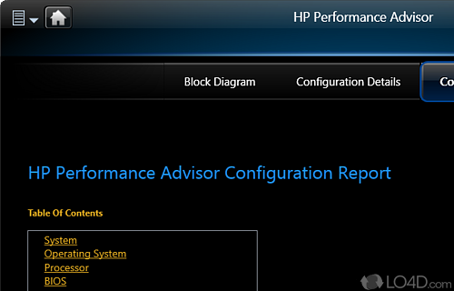 HP Performance Advisor screenshot