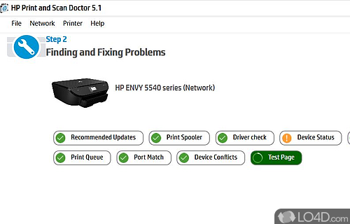 Screenshot of HP Print and Scan Doctor - Troubleshoot and correct printing and scanning problems