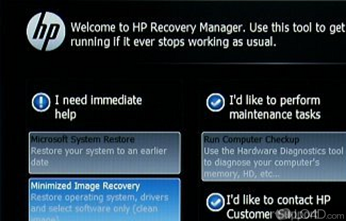 HP Recovery Manager Screenshot