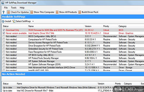 HP SoftPaq Download Manager Screenshot