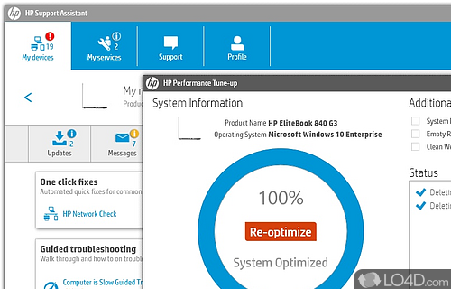 Screenshot of HP Support Assistant - Maintain HP laptop at its top performance and get professional troubleshooting assistance