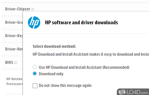 Screenshot of HP Support Solutions Framework - User interface