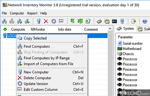 User interface - Screenshot of Network Inventory Monitor