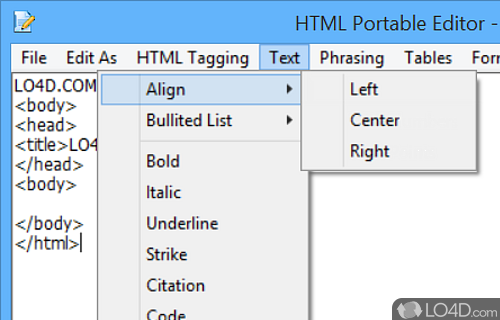 HTML Portable Editor Screenshot